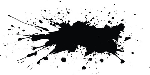 Leinwandbilder - Vector simple black brush stroke on a clean white background. Abstract black in splash, paint, brush strokes, stain grunge isolated on white background,	
