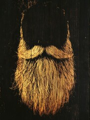 Leinwandbilder - Silhouette of a beard showcasing intricate wood grain texture against a clean background