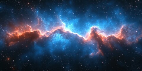 Wall Mural - Colorful cosmic nebula illuminating the night sky over a vast expanse of stars
