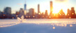 © Dibani - White Snow and Golden Snowflake in the City with Warm Sunset Light and Skyline in the Background