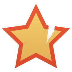 Wall Mural - retro yellow and orange star. wrinkled starburst sticker with a ripped paper edge. sunburst, badge, 