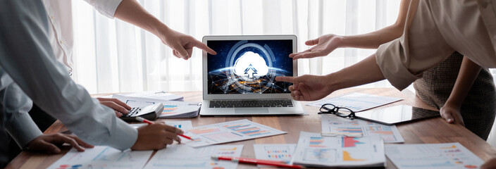 Fototapete - Cloud computing software for brisk remote work and personal data storage