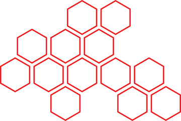 Poster - abstract red outline honeycomb pattern design.