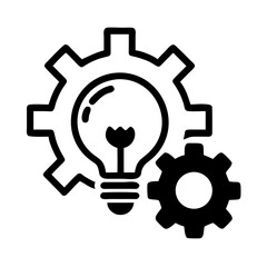 Aufkleber - Gear with Lightbulb Icon Representing Innovation and Creative Solutions