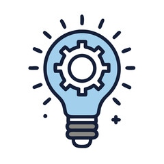 Aufkleber - Lightbulb with Gear Base Icon Representing Mechanical Innovation