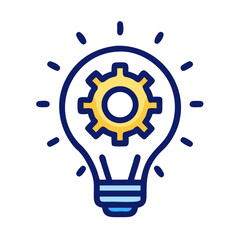 Aufkleber - Lightbulb with Gear Base Icon Representing Mechanical Innovation