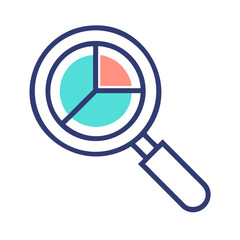 Poster - Magnifying Glass with Pie Chart Icon Representing Data Analysis and Research