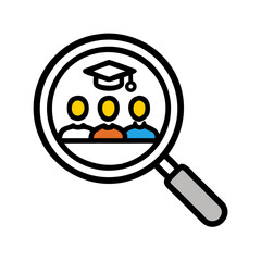 Poster - Magnifying Glass with Students Icon Representing Research and Learning Exploration