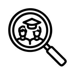 Poster - Magnifying Glass with Students Icon Representing Research and Learning Exploration