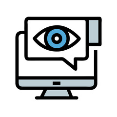 Aufkleber - Monitor with Eye and Speech Bubble Icon Representing Visual Communication and Online Interaction