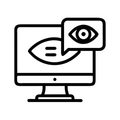 Aufkleber - Monitor with Eye and Speech Bubble Icon Representing Visual Communication and Online Interaction