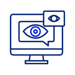Aufkleber - Monitor with Eye and Speech Bubble Icon Representing Visual Communication and Online Interaction