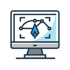 Poster - Monitor with Pen Tool Icon Representing Vector Graphic Design and Digital Illustration