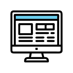 Leinwandbilder - Monitor with UI Layout Icon Representing Website Design and Front-End Development