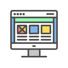 Leinwandbilder - Monitor with UI Layout Icon Representing Website Design and Front-End Development