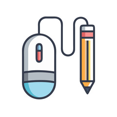 Poster - Mouse and Pencil Icon Representing Early Digital Drawing and Creative Learning Tools