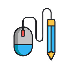 Poster - Mouse and Pencil Icon Representing Early Digital Drawing and Creative Learning Tools