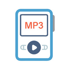 Fototapete - MP3 Player Icon Representing Portable Digital Audio Device and Music Playback