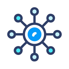 Fototapete - Network with Central Node Icon Representing Digital Connectivity and Data Hub