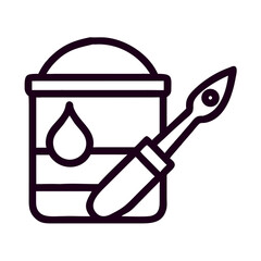 Aufkleber - Paint Bucket with Brush Icon Representing Color Application and Artistic Design