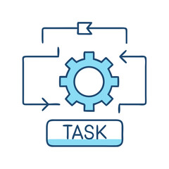 Poster - Process Flow Diagram with Gear Icon Representing Workflow Automation and System Optimization