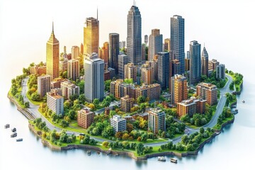 Poster - Metropolitan Cityscape with Skyscrapers and Urban Architecture
