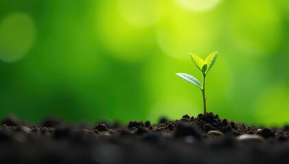 Tiny tree seedling, delicate branches, bright green foliage , stem, macro