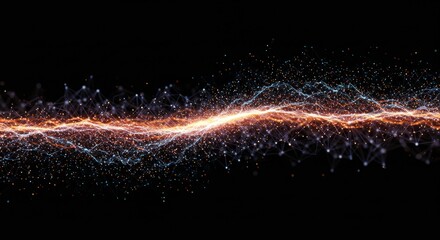 Wall Mural - abstract energy wave flow - glowing energy wave with particles flowing, abstract background with ora