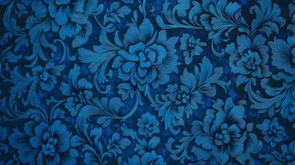 Wall Mural - Intricate blue damask pattern design for elegant textures and backgrounds