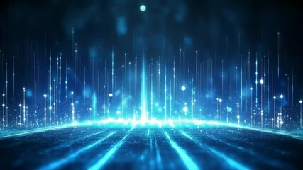 Poster - network and data connection. virtual cyberspace. glowing particles.