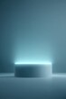 © Andrei - empty podium illuminated with volumetric light minimalist and refined surrounded by ample copy space