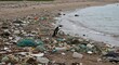 © LittleDuck - Penguin and Ocean Beach Pollution - A lone penguin stands amidst plastic waste on a polluted beach, symbolizing environmental damage, wildlife endangerment, irresponsible consumption