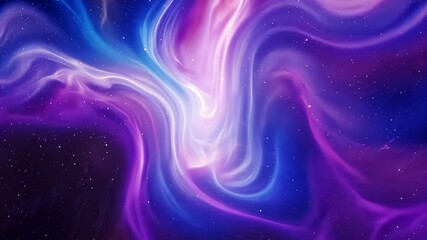 Wall Mural - Abstract ethereal background of swirling purple, blue, and white nebula with twinkling stars for an atmospheric galaxy effect.