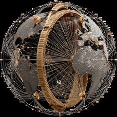 Poster - Global Interconnectivity: A Detailed Visualization of World Networks and Data Flow on an Abstract Earth