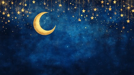 night sky moon stars gold background wallpaper celestial dreamy magical astrology space galaxy art