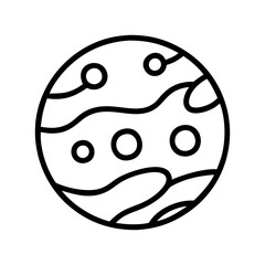 Wall Mural - planet vector icon illustration of space planet with moons and surface markings line art style