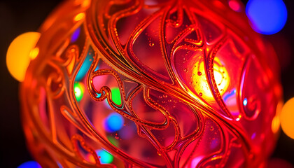 Wall Mural - close up of a ball with lights in the background