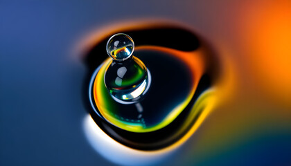 Wall Mural - drop of water sitting on top of a colorful surface