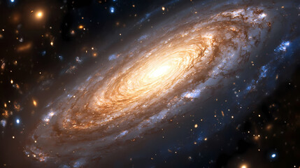 Wall Mural - A stunning view of a swirling galaxy in deep cosmic space. Timeless Warp. Illustration
