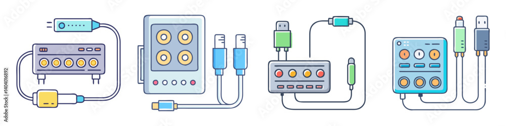 usb audio interface icon, usb audio interface vector illustration ...