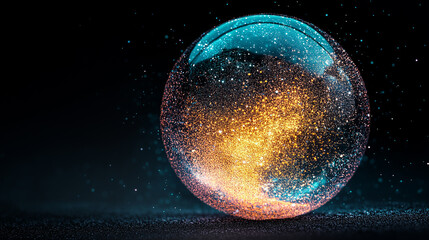 Wall Mural - Mystical glass sphere with cosmic glow in dark enchanted space