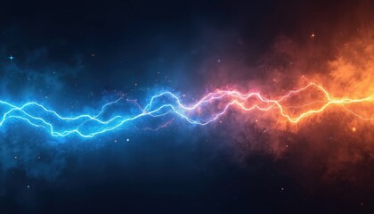 Leinwandbilder - Abstract background with vibrant lightning effect. Electric energy concept, colorful flashes, sparks. Dynamic composition, perfect design for tech, science projects. Modern graphic illustration with