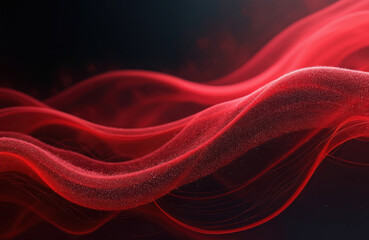 Poster - Abstract art design featuring flowing red, black waves with smooth curves. Dynamic fluid motion. Modern style illustration with bright colors, dark background. Perfect for creative projects, web