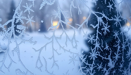 Wall Mural - frosted window with a tree in the background