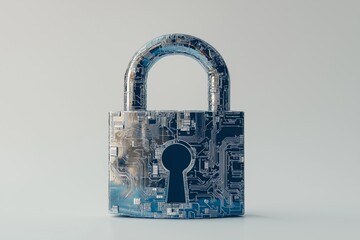 Fototapete - Circuit-designed padlock symbolizing cybersecurity, digital data protection, and network access control in modern technology systems, Generative AI