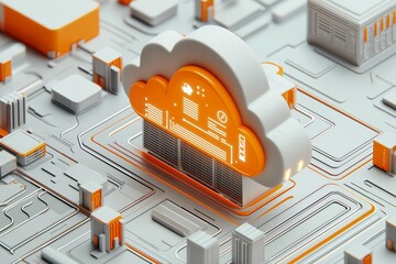 Leinwandbilder - Abstract cloud server design symbolizing modern digital infrastructure and data management in futuristic IT environments, Generative AI