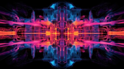 Wall Mural - vibrant abstract design with neon colors and symmetry