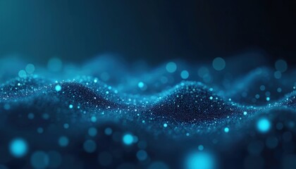 Fototapete - Digital blue network connection with dots, lines. Futuristic modern background. Gradient background with light bokeh. Abstract tech concept with connecting points.