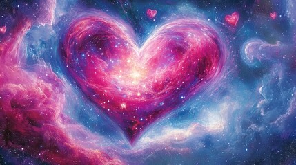 Wall Mural - A heart-shaped nebula in the cosmos, filled with vibrant colours.