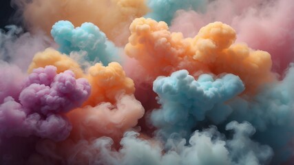 Aufkleber - Pastel colored smoke clouds swirl and mix, creating a dreamy, abstract effect